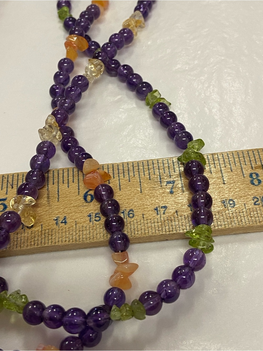 3 Strand Amethyst Peridot Citrine Carnelian Necklace with Sterling Clasp - Picture 10 of 11